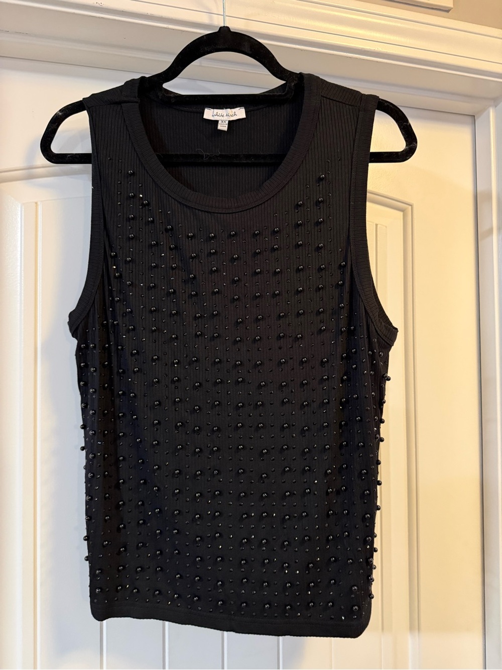white birch Black Beaded Sleeveless Tank Top